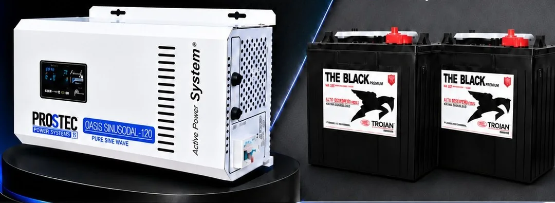 Inversor PROSTEC 1.5 KW y 2 baterías Trojan Black del Combo Blue