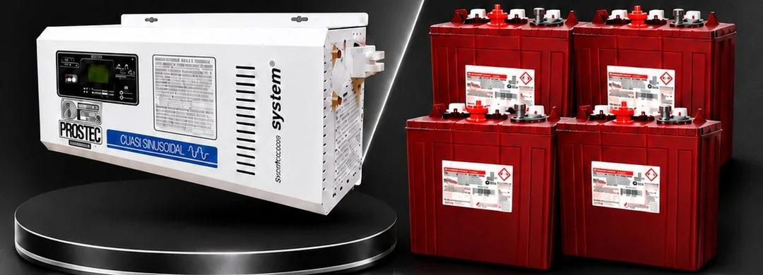 Inversor PROSTEC 2.5 KW y 4 baterías Trojan Roja del Combo Platinum