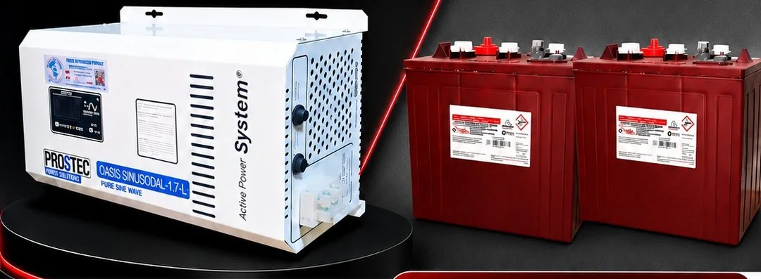Inversor PROSTEC 1.5 KW y 2 baterías Trojan Roja T105 del Combo Red