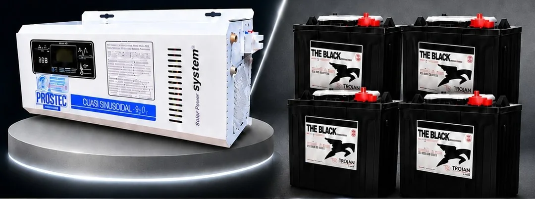 Inversor PROSTEC 2.5 KW y 4 baterías Trojan Black del Combo Silver