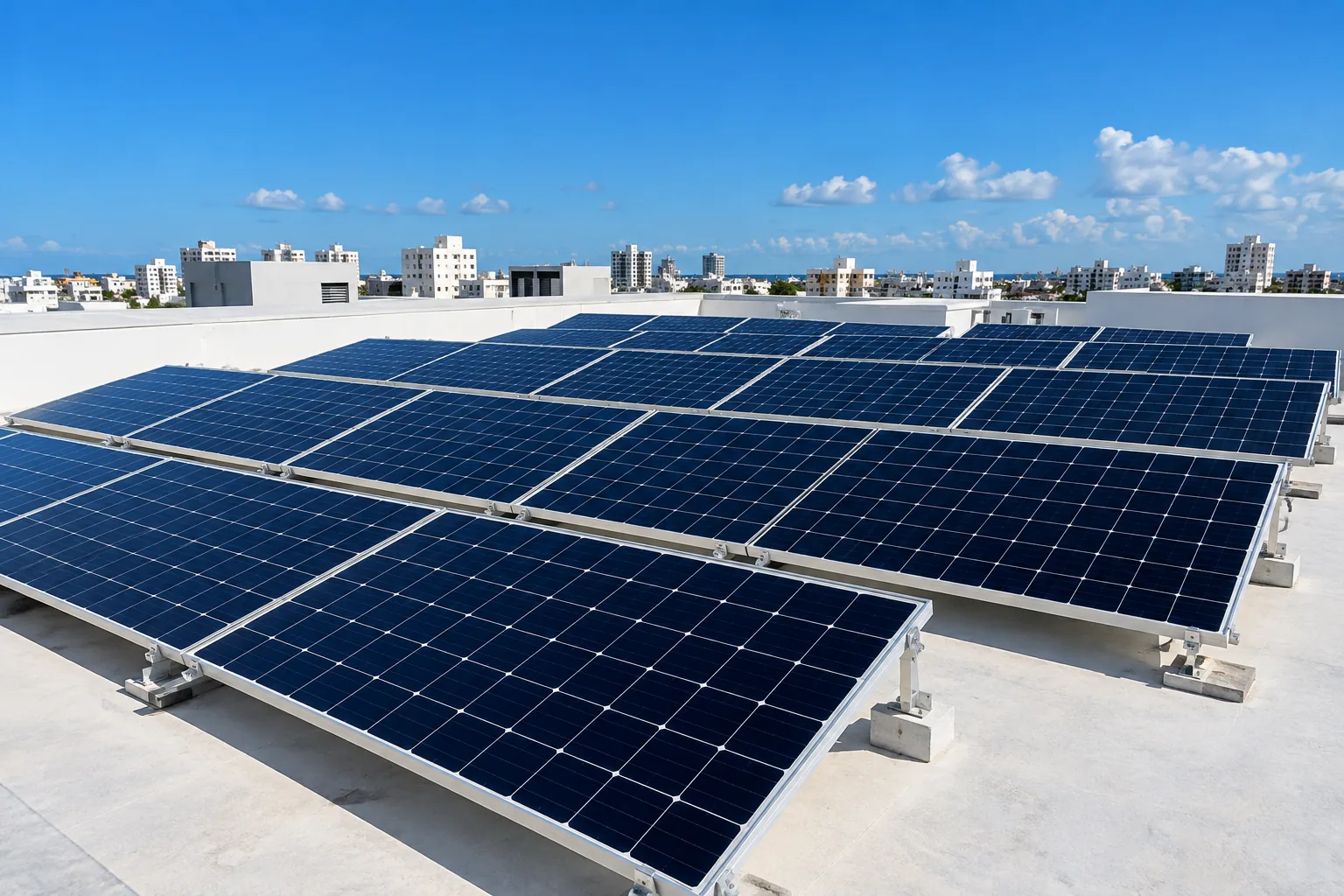 Paneles solares instalados en un techo